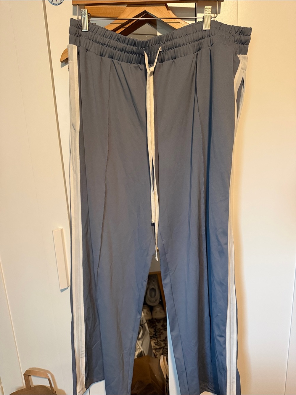 Anthropologie Blue Track Pants with White Side Stripes